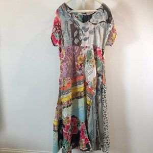 Johnny Was Silk Patchwork Dress 1X